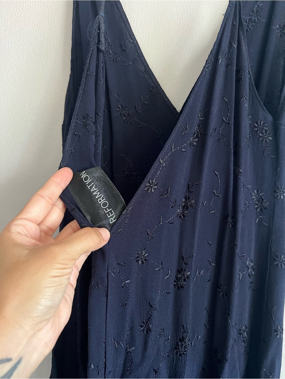 Reformation Midnight Navy Floral Slip Dress
